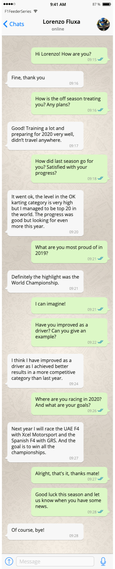 WhatsApp interview Lorenzo Fluxa