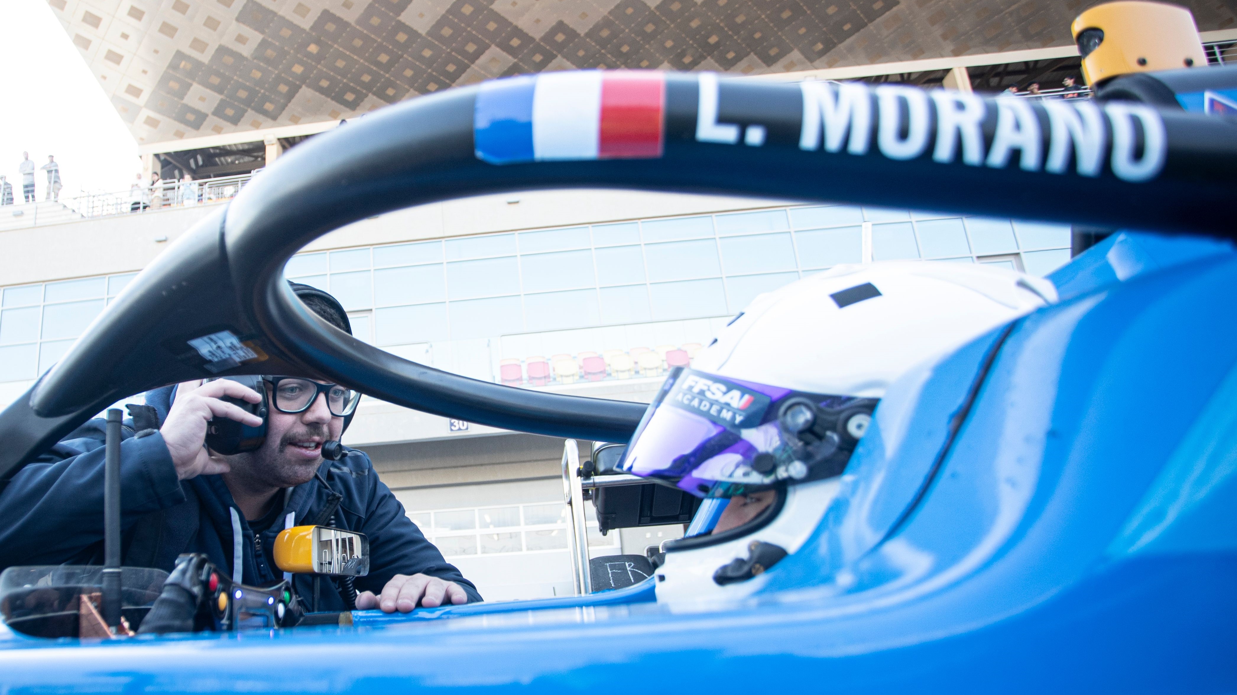 Close-up shot of Luciano Morano's halo