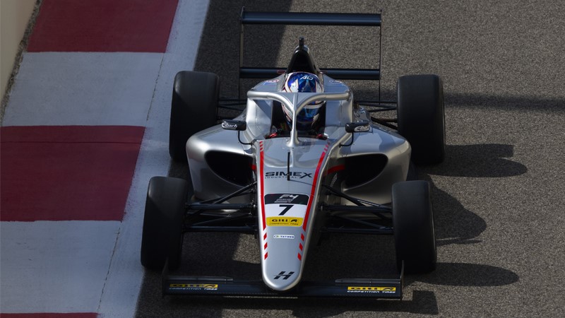 Hitech car on track in the F4 UAE championship in 2022