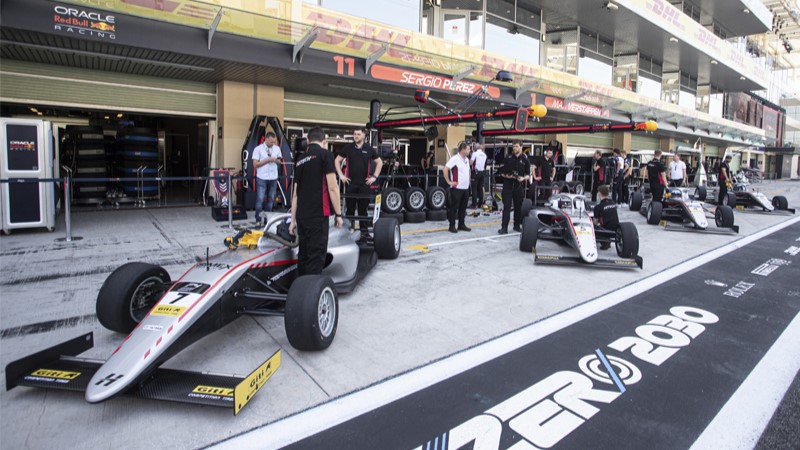 F4 UAE cars in the pitlane at Yas Marina Circuit