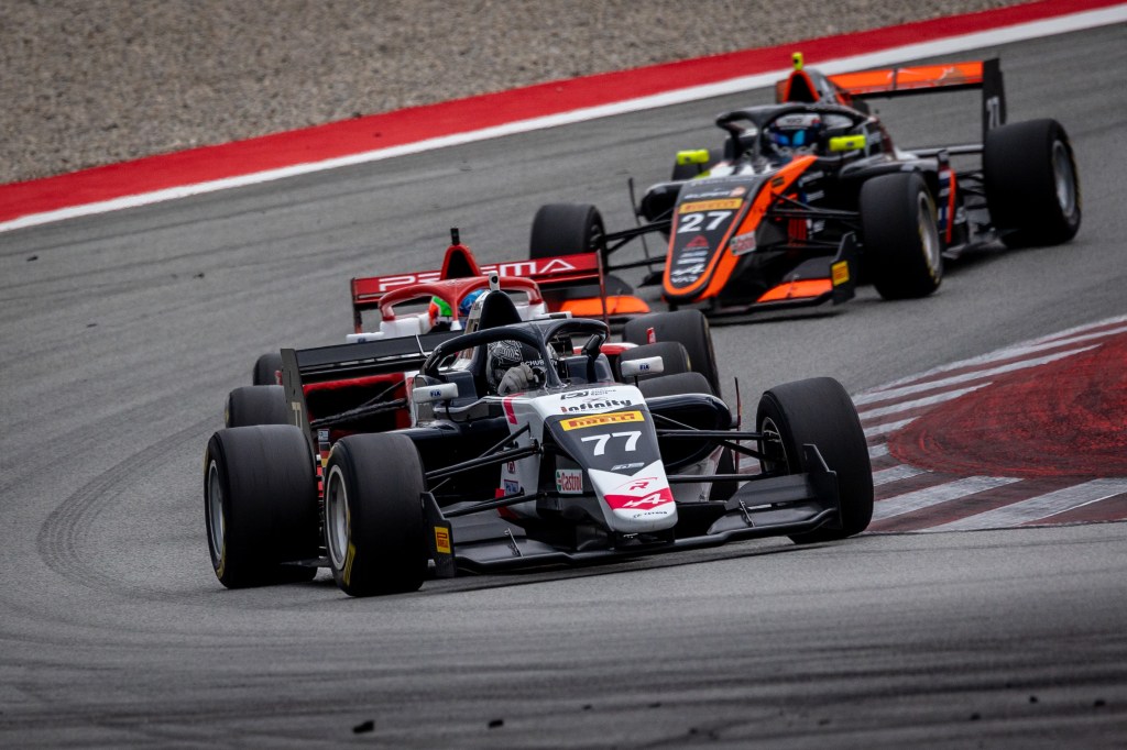 Tim Tramnitz leads Andrea Kimi Antonelli in his R-ace GP FRECA car.