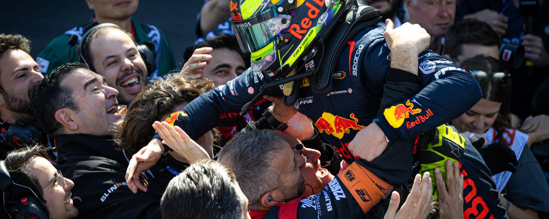 Hadjar celebrates F2 feature race win